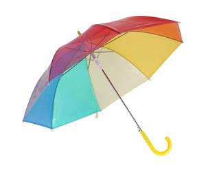 Carousel Home Large Rainbow Umbrella with Semi-Automatic Open | Transparent Multicoloured Umbrella with 16 Ribs & Curved Handle - 80cm Diameter