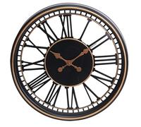 Carousel Home Large Roman Numeral Wall Clock, 48cm Black and Gold Industrial Skeleton Vintage Style Quartz Wall Clock