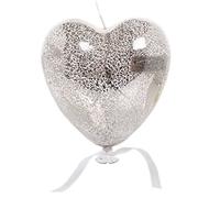Carousel Home Large Silver Hanging Crackle Mercury Glass Light Up LED Heart Balloon Decoration 22cm x 19cm