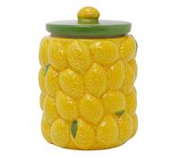 Carousel Home Lemon Citrus Kitchen Storage Jar | Ceramic Fruit Design Cookie Jar Biscuit Barrel | Food Storage Pot Kitchen Container with Lid - 15cm