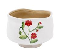 Carousel Home Medium Stoneware Red Flower Bowl, 12x9cm Durable Ceramic Serving Dish for Snacks, Tapas, Dips and Condiments