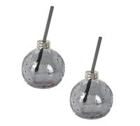 Carousel Home Metallic Grey Christmas Bauble Drinking Jar - Tree Bauble Shaped Glass with Straw