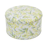 Carousel Home Mimosa Floral Cake Tin, 23cm Round Metal Cake Storage Tin Decorative Flower Baking Container with Lid
