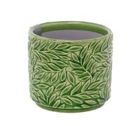 Carousel Home Mini Green Willow Stoneware Plant Pot, 7cm Small Ceramic Planter Cachepot for Succulents, Herbs and Indoor Plants