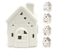 Carousel Home Mini LED White Ceramic House Lamp | Christmas Village Light Up House | Festive Night Light Christmas Decoration - Design Varies One Supplied