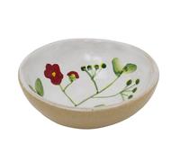 Carousel Home Mini Stoneware Red Flower Bowl, 11cm Ceramic Small Serving Dish for Snacks, Tapas, Dips and Condiments