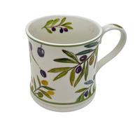 Carousel Home Olive Grove Mug, 330ml Fine China Botanical Olive Branch Tea Coffee Cup with Mediterranean Design