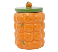 Carousel Home Orange Citrus Kitchen Storage Jar | Ceramic Fruit Design Cookie Jar Biscuit Barrel | Food Storage Pot Kitchen Container with Lid - 15cm