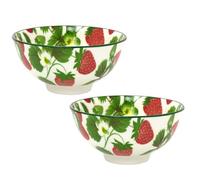 Carousel Home Pack of 2 Small Strawberry Field Bowls | Vibrant Ceramic Bowls with Strawberry & Floral Design | Perfect for Snacks, Dips, Desserts, or Side Dishes - 12cm