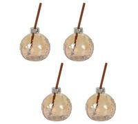 Carousel Home Pack of 4 Light Bronze Christmas Bauble Drinking Jar | Tree Bauble Shaped Christmas Drinks Glass | Glass Drinking Jar with Straw | Novelty Christmas Bauble Drinking Glass