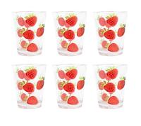 Carousel Home Pack of 6 Strawberry Tumblers | Reusable Clear Plastic Drinking Glasses | Picnic Glasses Drinks Tumblers - 440ml