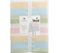Carousel Home Pastel Stripe Tablecloth, 130x180cm Rectangle Linen Look Polyester Fabric Dining Table Cloth Summer Scalloped Edge