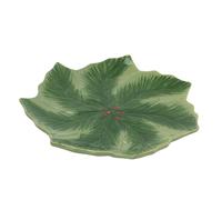 Carousel Home Reactive Glaze Holly Foliage Christmas Plate | Festive Ceramic Side Plate for Christmas Dining - 22cm