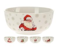 Carousel Home Santa Claus Christmas Bowl | Round Ceramic Festive Father Christmas Bowl Christmas Tableware | Perfect for Serving Snacks, Soups, or Desserts - 450ml ~ Design Varies One Supplied