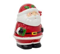 Carousel Home Santa Claus Christmas Storage Jar | Ceramic Festive Cookie Jar Biscuit Barrel | Christmas Kitchen Storage Pot with Lid - 21cm