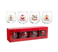Carousel Home Santa & The Nutcracker Christmas Glasses | Set of 4 Festive Tumblers for Holiday Drinks - 450ml