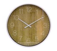 Carousel Home Scandi Style White Minimalist Wall Clock | Wood Effect Round Wall Mounted Clock for Classic and Modern Interiors - 25cm
