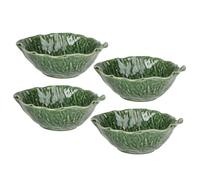 Carousel Home Set Green Cabbage Leaf Bowls, 17cm Botanical Ceramic Bowls