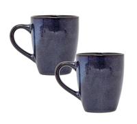 Carousel Home Set of 2 Blue Reactive Glaze Stoneware Mugs | Ceramic Coffee Cups Tea Mugs | Microwave & Dishwasher Safe - 350ml