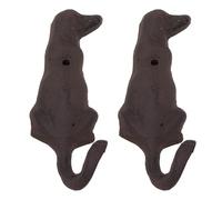 Carousel Home Set of 2 Cast Iron Dog Tail Wall Hooks, 13cm Rustic Novelty Wrought Iron Hooks for Leashes, Coats, Keys and Towels