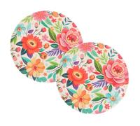 Carousel Home Set of 2 Colourful Floral Plastic Picnic Plates | Reusable Outdoor Plates for Camping Garden Parties | Outdoor Dinnerware - 24cm