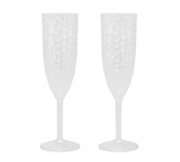 Carousel Home Set of 2 Dimple Effect Plastic Prosecco Glasses | 22.5cm Reusable Clear Champagne Flutes for Parties and Outdoor Events - 200ml