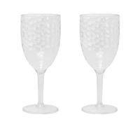 Carousel Home Set of 2 Dimple Effect Plastic Wine Glasses | 20cm Reusable Clear Plastic Wine Goblets for Outdoor Dining Parties and Events - 330ml