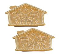 Carousel Home Set of 2 Gingerbread House Ceramic Serving Plates | Festive Christmas Plate for Snacks, Biscuits & Treats | Charming Gingerbread Tableware - 21x23cm