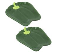 Carousel Home Set of 2 Green Bell Pepper Shaped Snack Plates, 16cm Ceramic Vegetable Side Dishes for Tapas Summer Dining and Serving