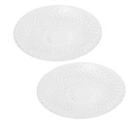 Carousel Home Set of 2 Large Round Vintage Style Glass Decorative Trays, 24.5cm Diamond Cut Glass Plate Vanity Trays Candle Display Centrepiece