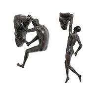 Carousel Home Set of 2 Rock Climbing Man Wall Art, Industrial 3D Resin Climbing Sculptures Wall Ornaments