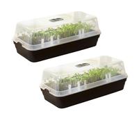 Carousel Home Set of 2 Seed Tray Propagators with Transparent Lid, 50x22cm Seed Starter Trays with Lid Mini Greenhouses for Seedlings, Herbs and Vegetables