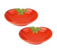 Carousel Home Set of 2 Tomato Shaped Bowls | 22cm Red Tomato Serving Dishes for Salad Pasta | Ceramic Vegetable Bowls