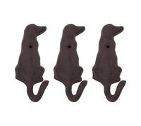 Carousel Home Set of 3 Cast Iron Dog Tail Wall Hooks, 13cm Rustic Novelty Wrought Iron Hooks for Leashes, Coats, Keys and Towels