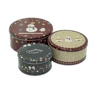 Carousel Home Set of 3 Christmas Storage Tins | Triple Festive Round Nesting Tins | Fairy Cake Biscuit Cookie Muffin Treat Storage Set