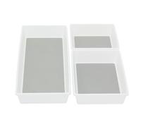 Carousel Home Set of 3 Drawer Organisers, Plastic Kitchen Drawer Tidy Storage Trays with Non Slip Base for Desk Bathroom Bedroom Storage