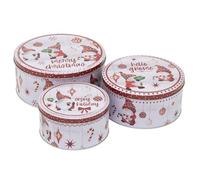 Carousel Home Set of 3 Gonk Christmas Storage Tins | Triple Festive Gnome Round Nesting Tins | Fairy Cake Biscuit Cookie Muffin Treat Storage Set