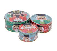 Carousel Home Set of 3 Nutcracker Christmas Storage Tins | Triple Festive Round Nesting Tins | Fairy Cake Biscuit Cookie Muffin Treat Storage Set