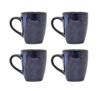 Carousel Home Set of 4 Blue Reactive Glaze Stoneware Mugs | Ceramic Coffee Cups Tea Mugs | Microwave & Dishwasher Safe - 350ml