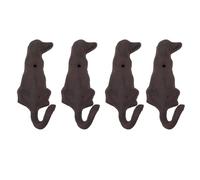 Carousel Home Set of 4 Cast Iron Dog Tail Wall Hooks, 13cm Rustic Novelty Wrought Iron Hooks for Leashes, Coats, Keys and Towels