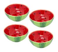 Carousel Home Set of 4 Ceramic Watermelon Bowls, 300ml Fruit Shaped Snack Serving Dishes for Desserts Picnic and Summer Dining