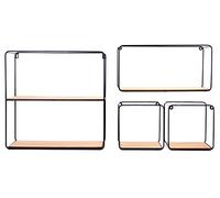 Carousel Home Set Of 4 Coated Black Metal Wall Hanging Shelves Storage Organiser Units
