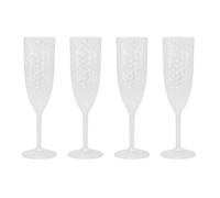 Carousel Home Set of 4 Dimple Effect Plastic Prosecco Glasses | 22.5cm Reusable Clear Champagne Flutes for Parties and Outdoor Events - 200ml