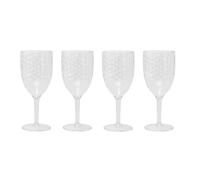 Carousel Home Set of 4 Dimple Effect Plastic Wine Glasses | 20cm Reusable Clear Plastic Wine Goblets for Outdoor Dining Parties and Events - 330ml