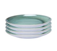 Carousel Home Set of 4 Green Reactive Glaze Stoneware Plates, 19cm Ceramic Side Plates Rustic Dinnerware Microwave & Dishwasher Safe