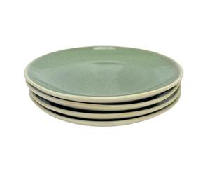 Carousel Home Set of 4 Green Reactive Glaze Stoneware Plates, 19cm Ceramic Side Plates Rustic Dinnerware Microwave & Dishwasher Safe