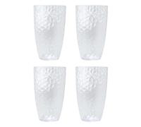 Carousel Home Set of 4 Large Embossed Plastic Tumbler Glasses | Reusable Plastic Drinking Glasses Clear Plastic Glasses | Reusable Drinkware Outdoor Drinks Glasses