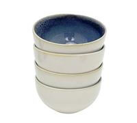 Carousel Home Set of 4 Light Blue Reactive Glaze Stoneware Bowls, 580ml Ceramic Cereal Soup Kitchen Bowls 13.5cm