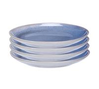 Carousel Home Set of 4 Light Blue Reactive Glaze Stoneware Plates, 19cm Ceramic Side Plates Rustic Dinnerware Microwave & Dishwasher Safe