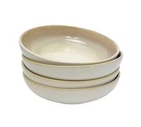 Carousel Home Set of 4 Sandstone Stoneware Deep Plates, 22cm Reactive Glaze Pasta Bowls, Shallow Kitchen Dishes